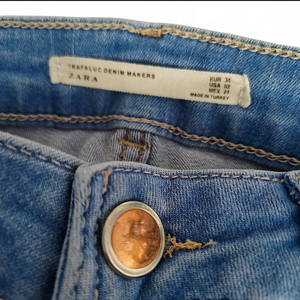 Zara Skinny Jeans Womens Light Blue Wash Size 2 Straight Leg - Picture 12 of 12